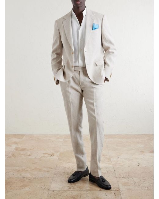 Mr P. White Phillip Slim-Fit Linen Suit Trousers for men