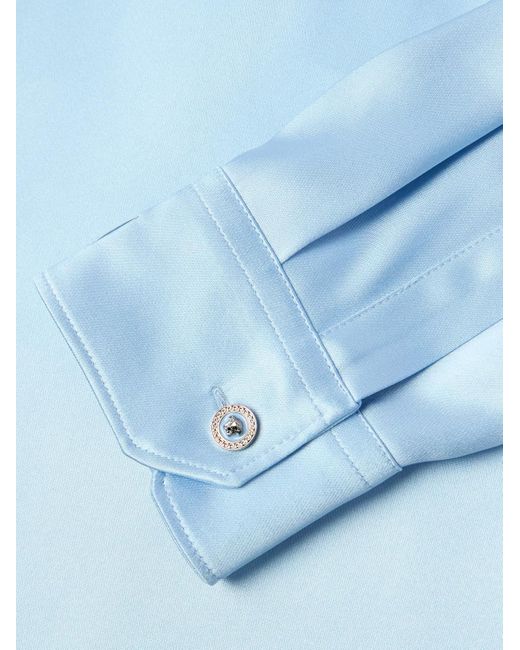 Versace Hemd aus Satin mit Logoapplikation in Blue für Herren