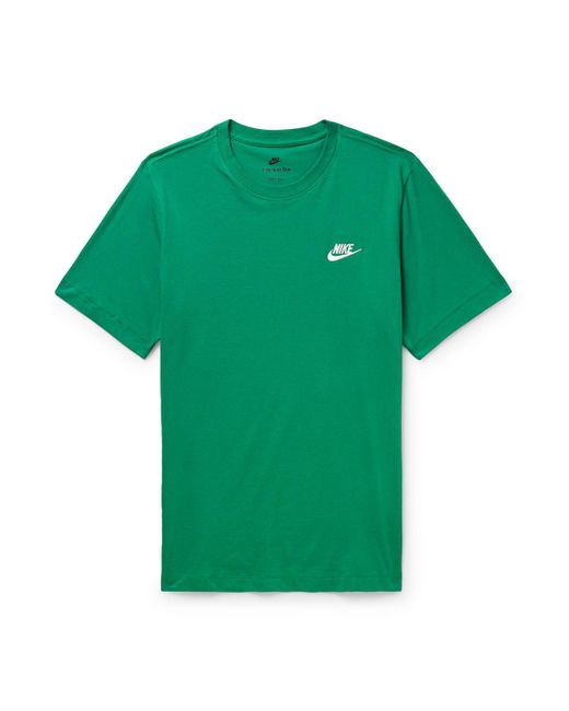 Nike Green Sportswear Club Logo-embroidered Cotton-jersey T-shirt for men