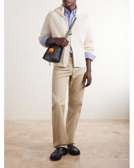 J.W. Anderson Natural Honeycomb Cable-Knit Cotton-Blend Zip-Up Cardigan for men
