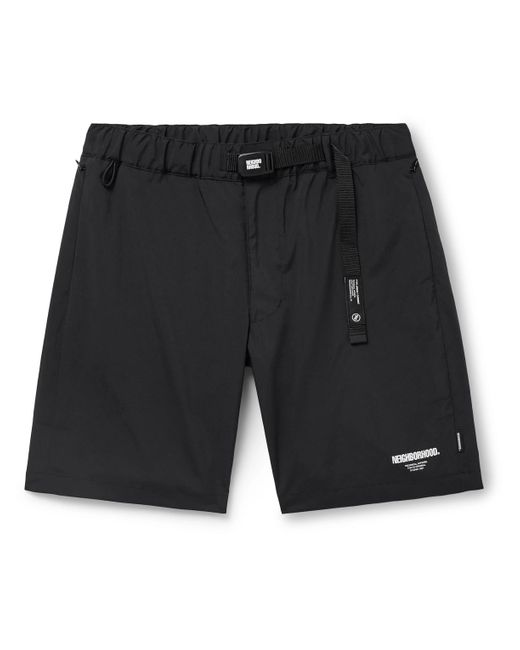 Neighborhood Black Straight-leg Belted Logo-print Shell Shorts for men
