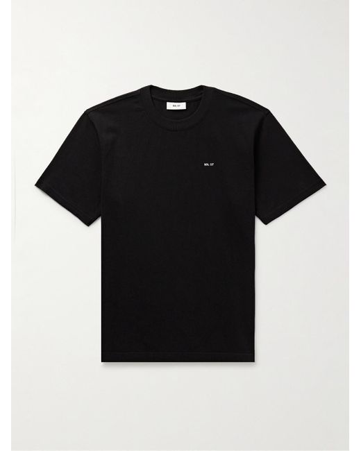 T-shirt in jersey di cotone Pima con logo ricamato Adam 3209 di NN07 in Black da Uomo
