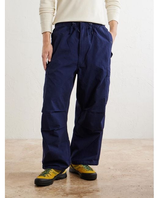 Polo Ralph Lauren Blue Wide-Leg Cotton-Canvas Cargo Trousers for men