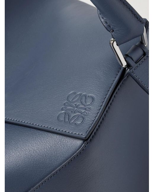Loewe Blue Puzzle Edge Large Logo-Debossed Leather Messenger Bag for men