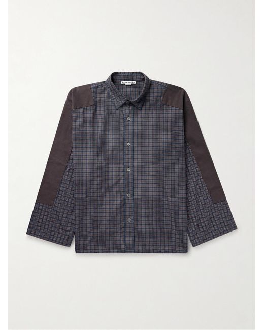 Acne Blue Sampa Oversized Checked Cotton-Flannel And Twill Shirt for men