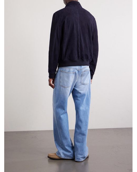Mr P. Blue Suede Blouson Jacket for men