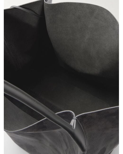 Loro Piana Gray Bale Extra-Large Leather-Trimmed Full-Grain Nubuck Tote Bag for men