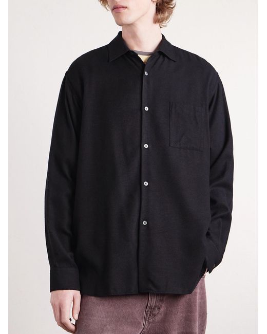 Silk-Blend Flannel Shirt di Ssstein in Blue da Uomo