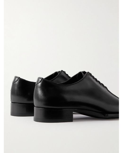 Tom Ford Black Elkan Whole-Cut Glossed-Leather Oxford Shoes for men