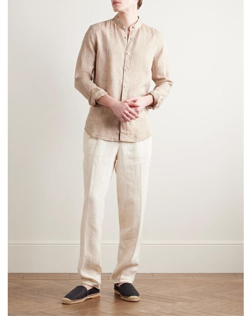 Slowear Natural Glanshirt Grandad-collar Linen Shirt for men