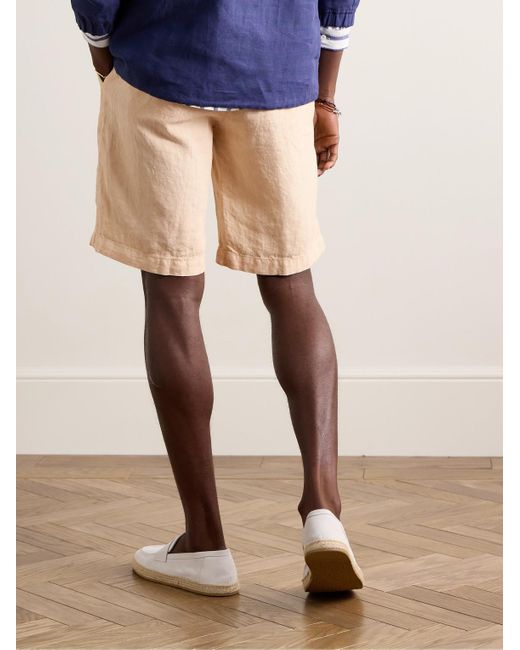 Massimo Alba Natural Alaccia Straight-leg Pleated Linen Bermuda Shorts for men