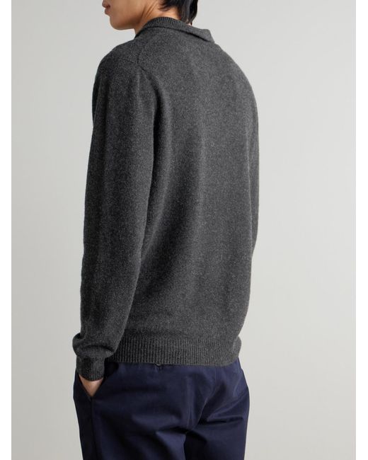 Sunspel Gray Wool Polo Shirt for men