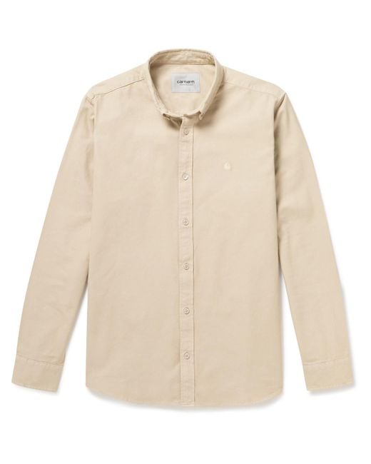 Carhartt WIP Bolton Button-down Collar Logo-embroidered Cotton Oxford Shirt  in White for Men | Lyst