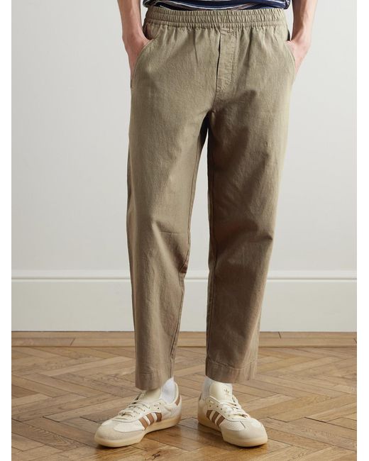 Folk Natural Drawcord Assembly Straight-Leg Linen And Cotton-Blend Canvas Trousers for men