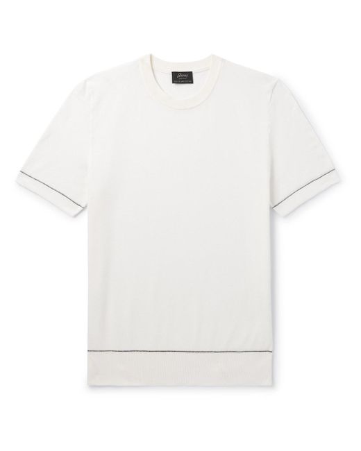 Brioni White Slim-Fit Sea Island Cotton-Piqué T-Shirt for men