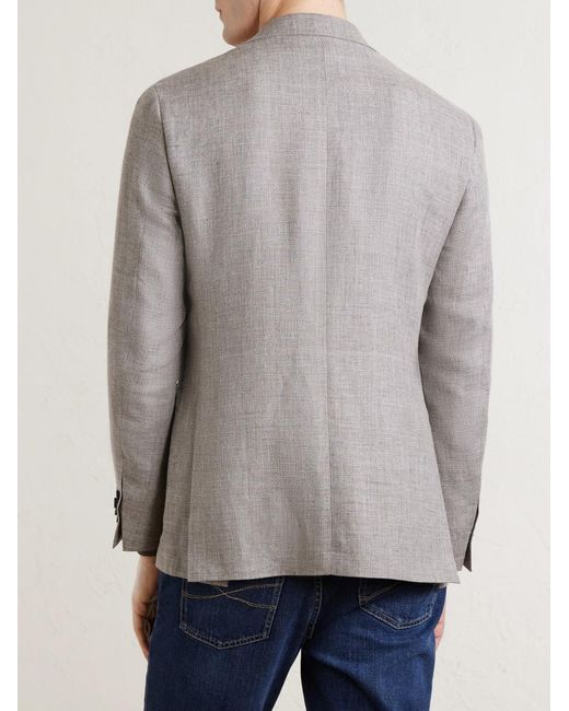 Canali Gray Kei Linen And Wool-Blend Blazer for men