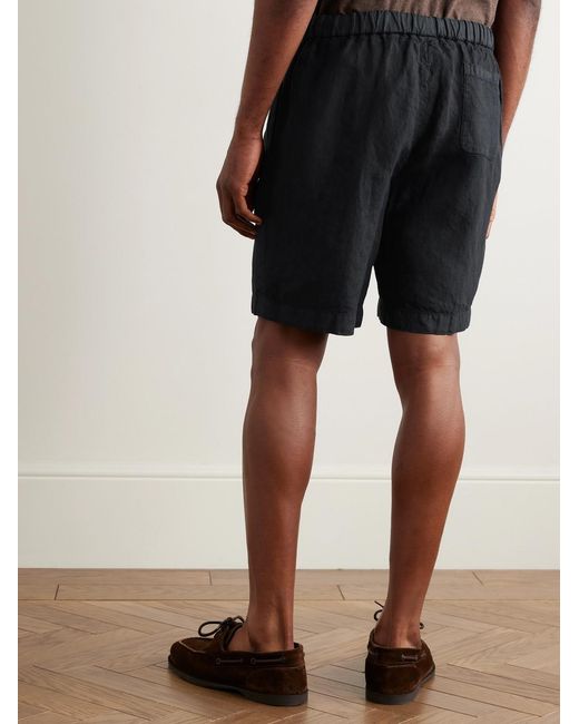 Boglioli Black Straight-Leg Linen Shorts for men