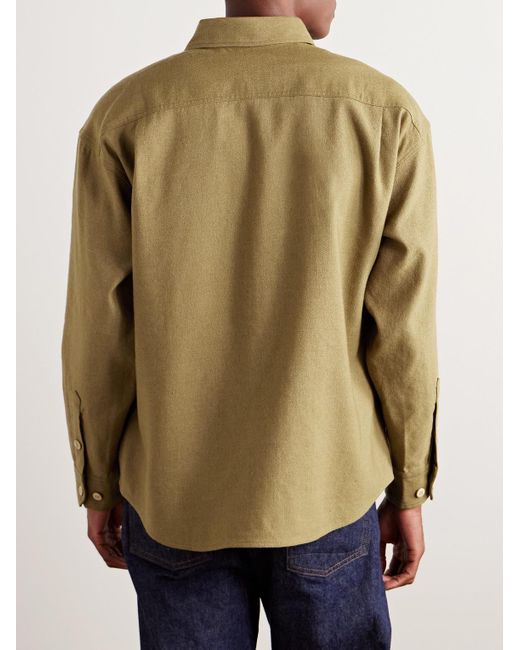 Visvim Green Wool And Linen-Blend Overshirt for men