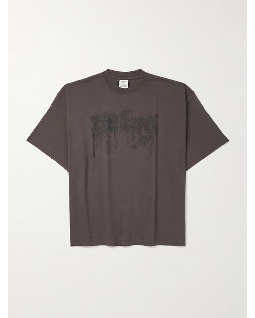 Vetements Gray Oversized Logo-Print Cotton-Jersey T-Shirt for men