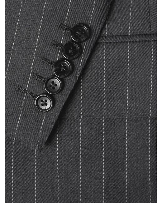 Tom Ford Black Slim-Fit Pinstriped Wool And Mohair-Blend Suit Jacket for men