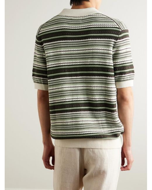 NN07 Gray Nolan 6686 Striped Textured-Knit Organic Cotton Cardigan for men