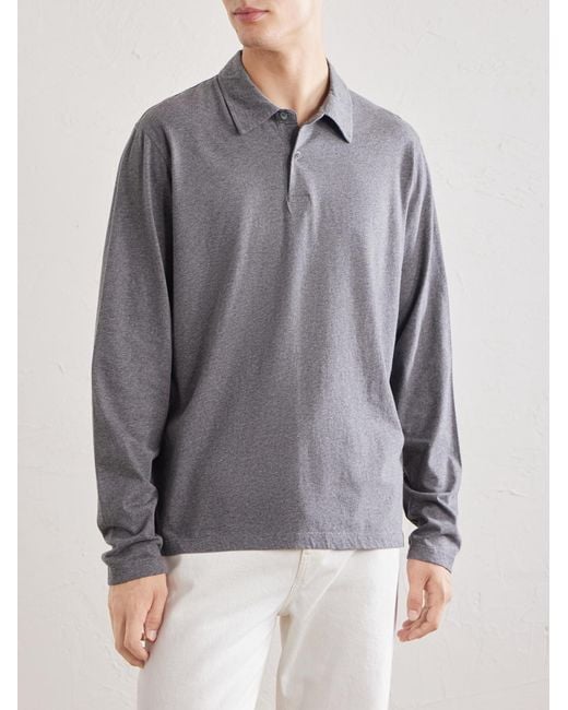 Hartford Gray Cotton-Jersey Polo Shirt for men