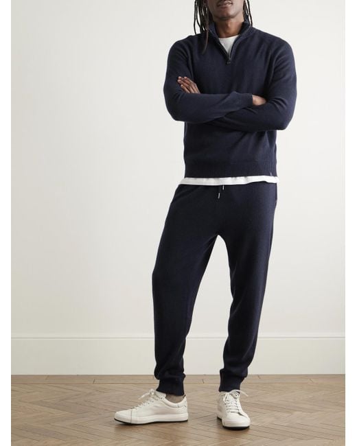 Derek Rose Blue Finley Tapered Cashmere Sweatpants for men