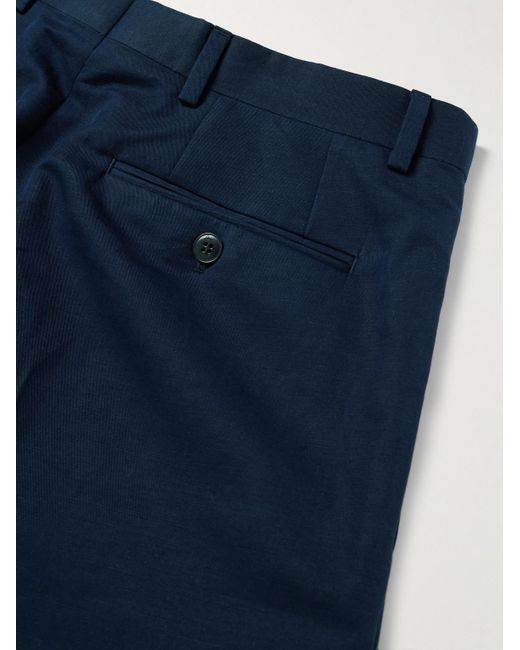 Brioni Lerici gerade geschnittene Shorts aus einer Leinen-Baumwollmischung in Blue für Herren