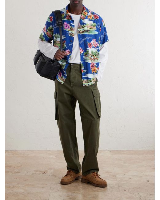 Polo Ralph Lauren Blue Camp-Collar Printed Voile Shirt for men