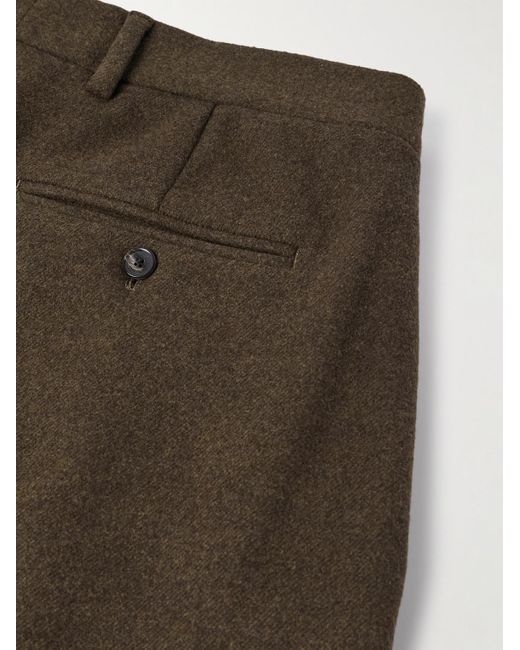 Loro Piana Brown Hubert Pleated Wool And Cashmere-Blend Wide-Leg Trousers for men