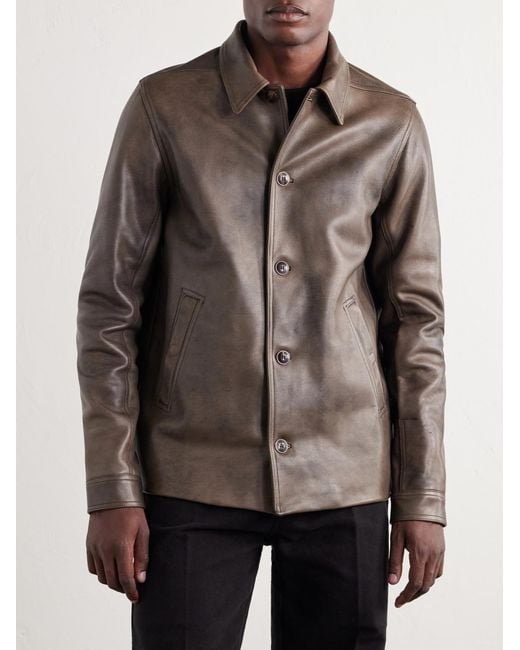 Rick Owens Brown Brad Leather Jacket for men