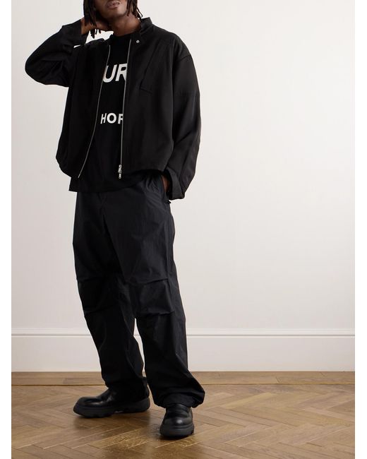 Burberry Black Wide-Leg Logo-Appliqued Nylon Cargo Trousers for men
