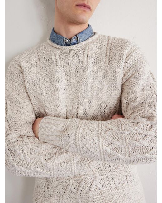 RRL Natural Cable-Knit Cotton, Linen And Silk-Blend Sweater for men