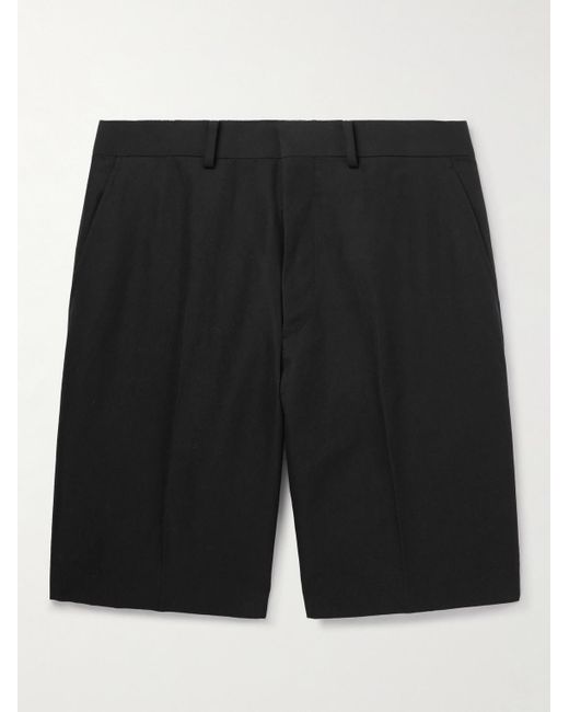 Shorts a gamba dritta in twill di misto cotone e lino di Auralee in Black da Uomo