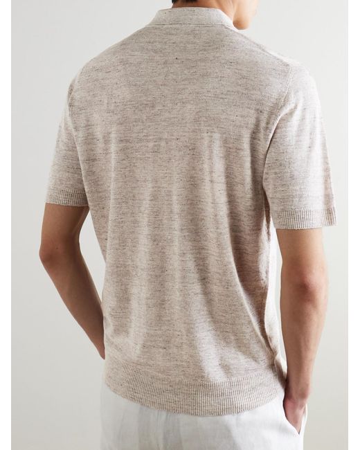Mr P. White Linen And Cotton-Blend Polo Shirt for men