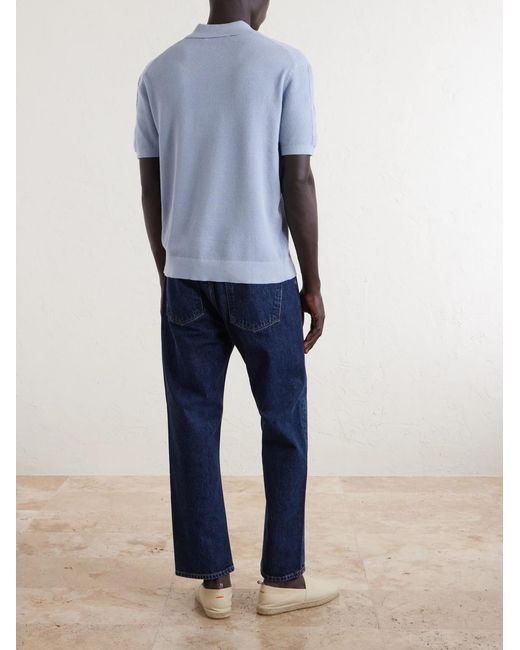 Frescobol Carioca Blue Rino Knitted Cotton Polo Shirt for men