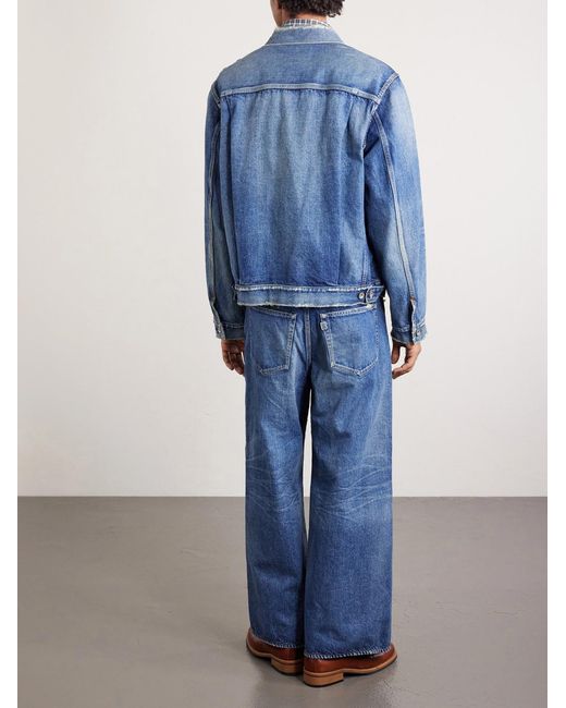 Sacai Blue Beyondexx Wide-leg Belted Distressed Jeans for men