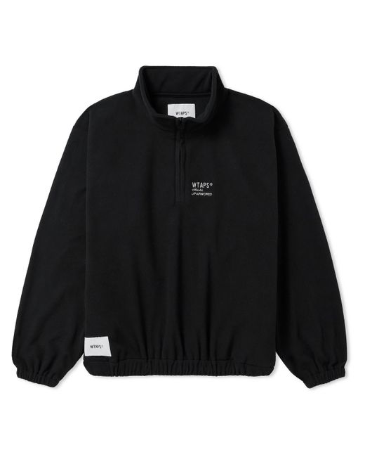 (w)taps Black Logo-embroidered Fleece Half-zip Sweatshirt for men