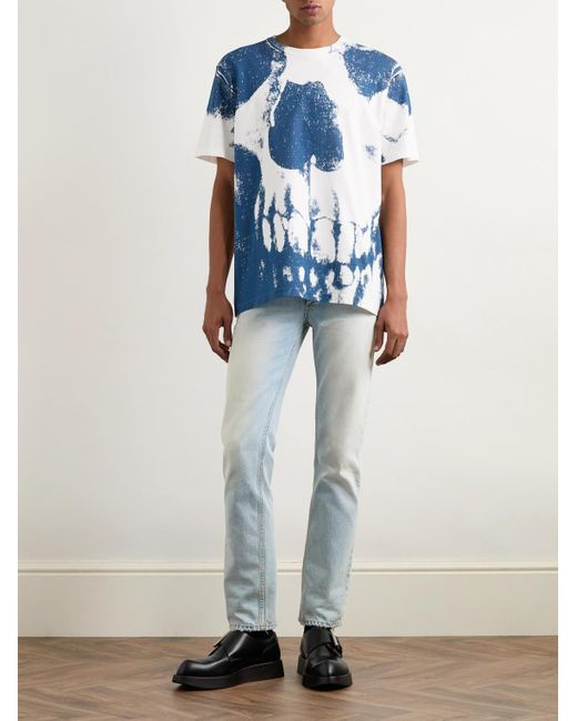 Alexander McQueen Schmal geschnittene Jeans in Distressed-Optik in Blue für Herren