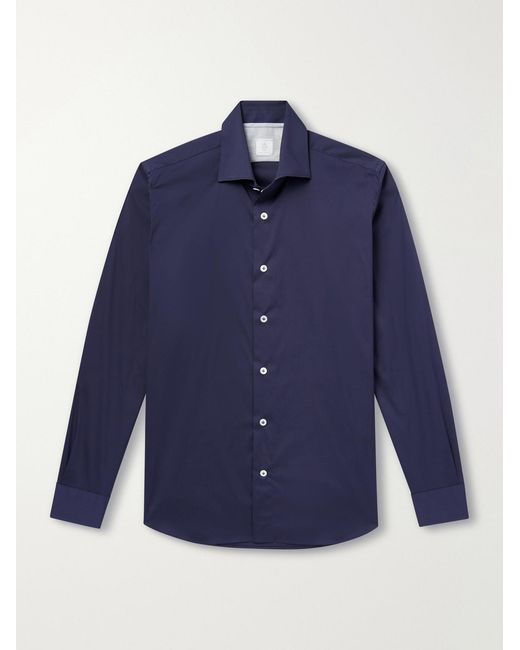 Eleventy Blue Cotton-Blend Shirt for men