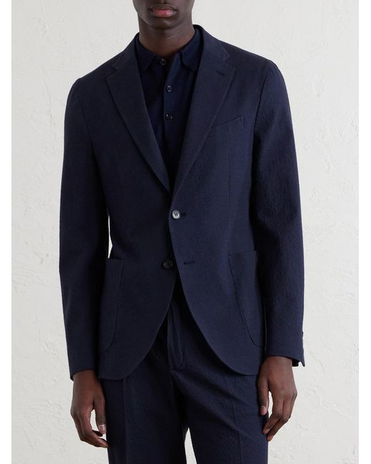 Slowear Blue Seersucker Suit Jacket for men