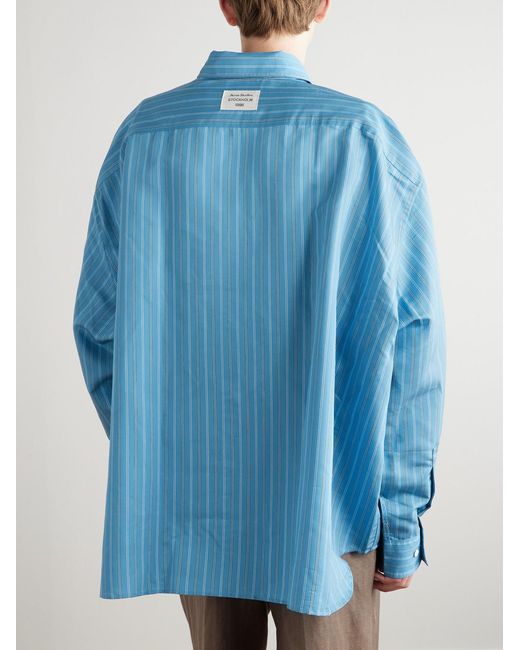 Acne Blue Soffia Oversized Striped Lyocell-Blend Shirt for men