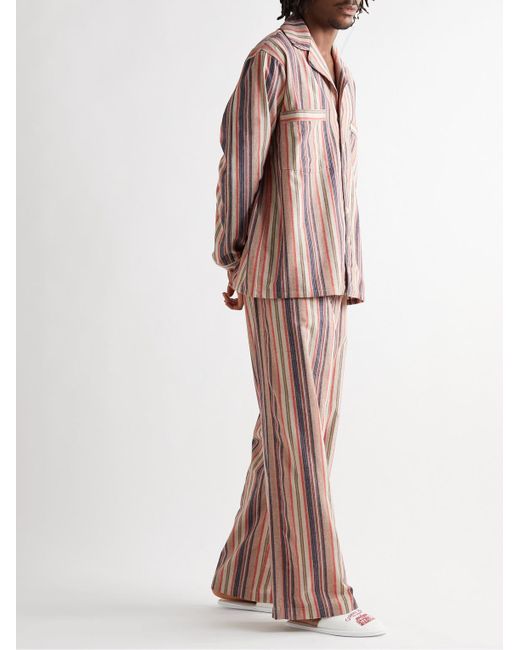 The Elder Statesman Pink Striped Cashmere-Blend Flannel Trousers for men