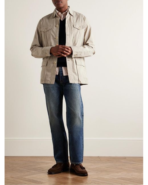 Sid Mashburn Natural Cotton-Seersucker Overshirt for men