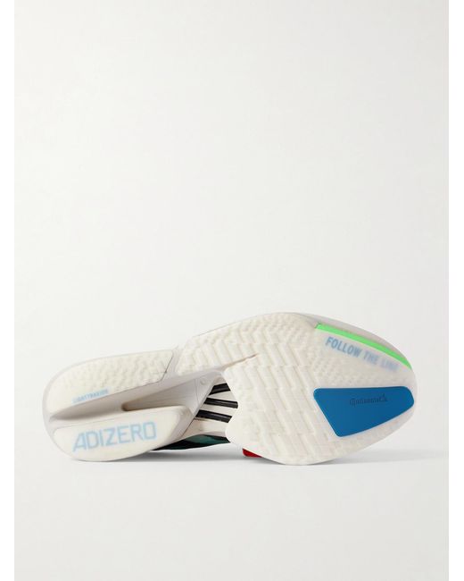 Adidas Originals Blue Adizero Adios Pro 4 Rubber-Trimmed Ripstop Running Sneakers for men