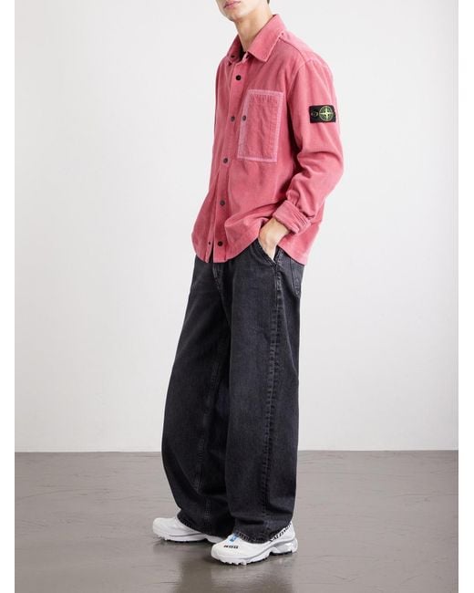 Stone Island Pink Organic Cotton-Corduroy Overshirt for men