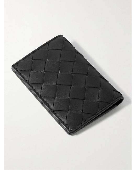 Bottega Veneta Black Intrecciato Leather Bifold Cardholder for men