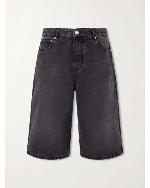 AMI Blue Straight-leg Denim Shorts for men