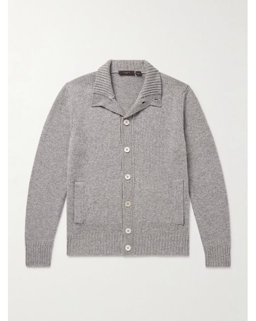 Slowear Gray Incotex Zanone Slim-Fit Virgin Wool Cardigan for men