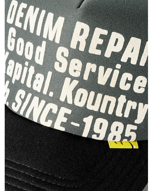 Kapital Black Printed Scuba And Mesh Trucker Cap for men